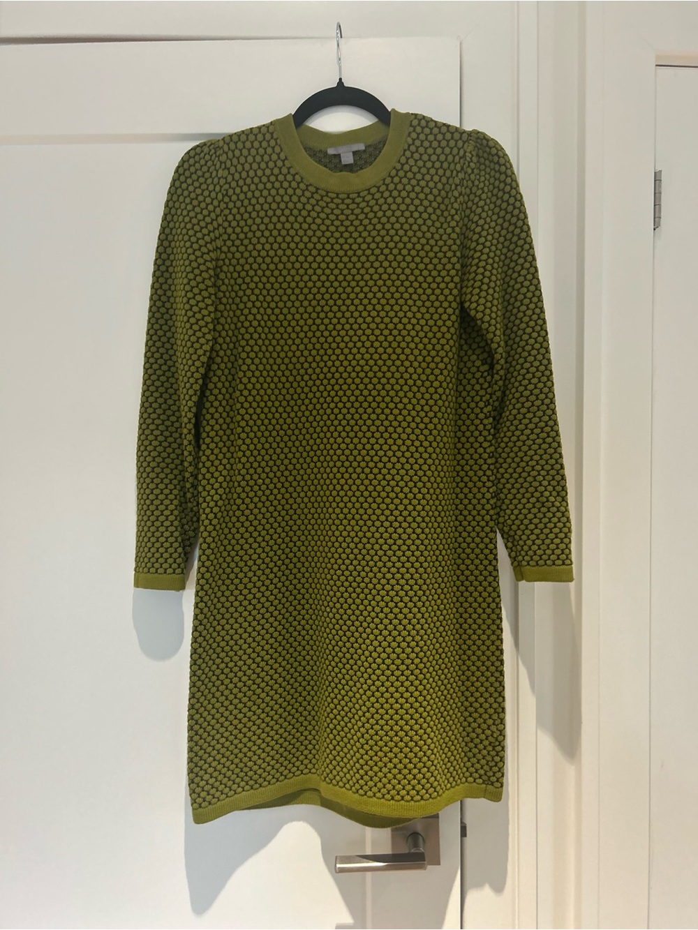 COS Olive Green Textured Long-Sleeve Knit Dress